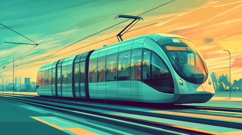 高铁轻轨插画