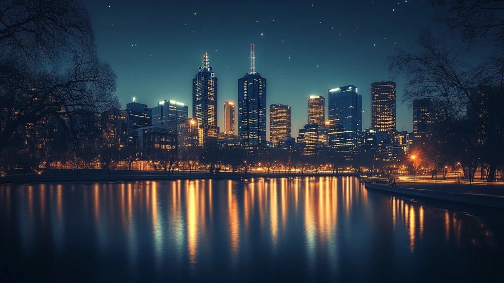 澳洲墨尔本城市夜景