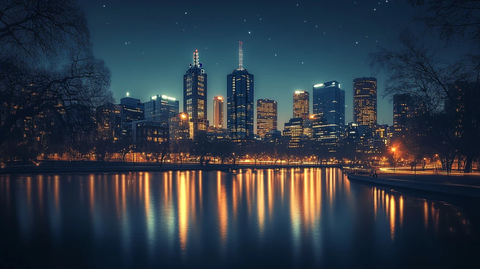 澳洲墨尔本城市夜景