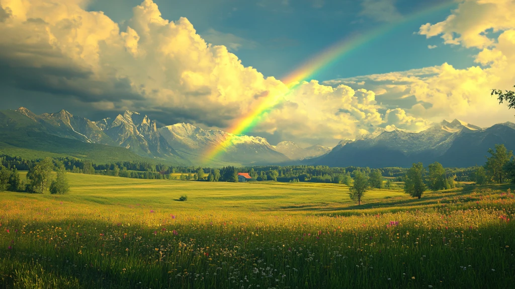 高清草原彩虹