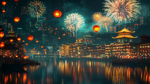 维多利亚湾新年背景