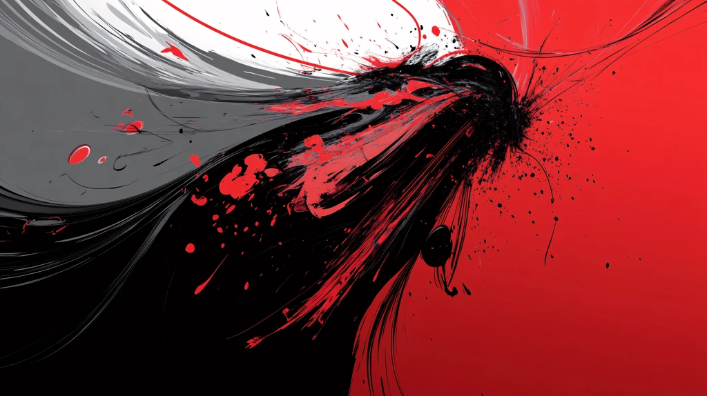 动感线条红黑色抽象画