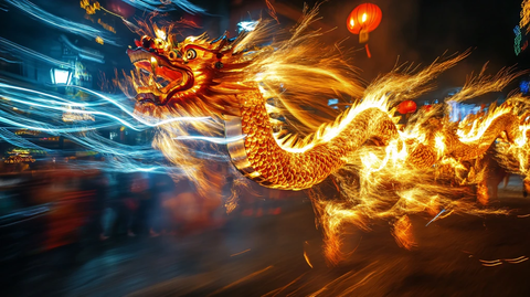 烟花龙舞灯节夜