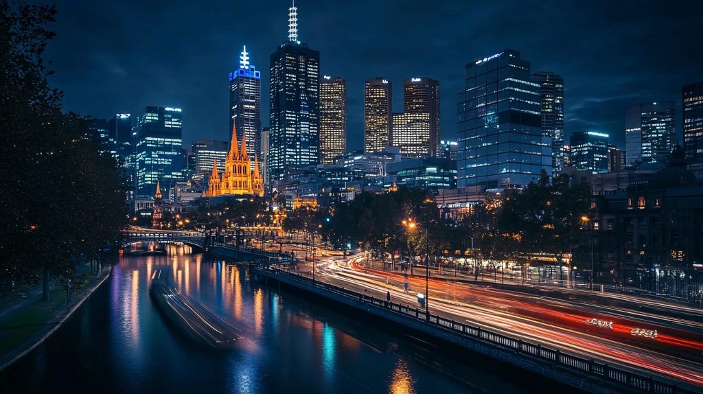 澳洲墨尔本城市夜景