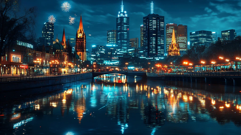 澳洲墨尔本城市夜景