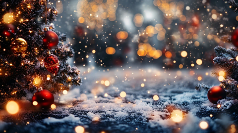 街道上的圣诞节冬天下雪