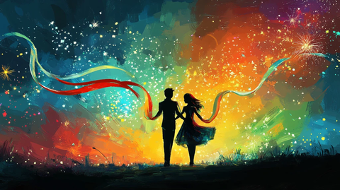 唯美浪漫情侣插画