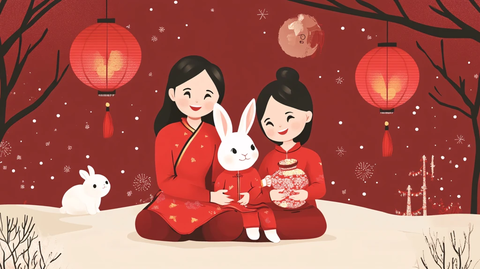 家庭团圆年俗微笑