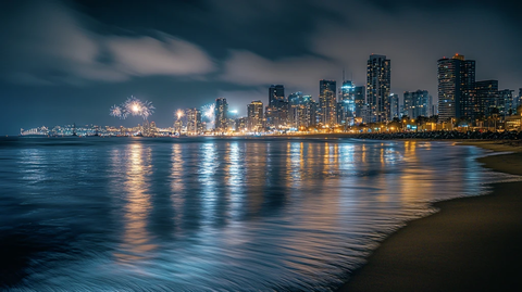 城市夜景海滨风光