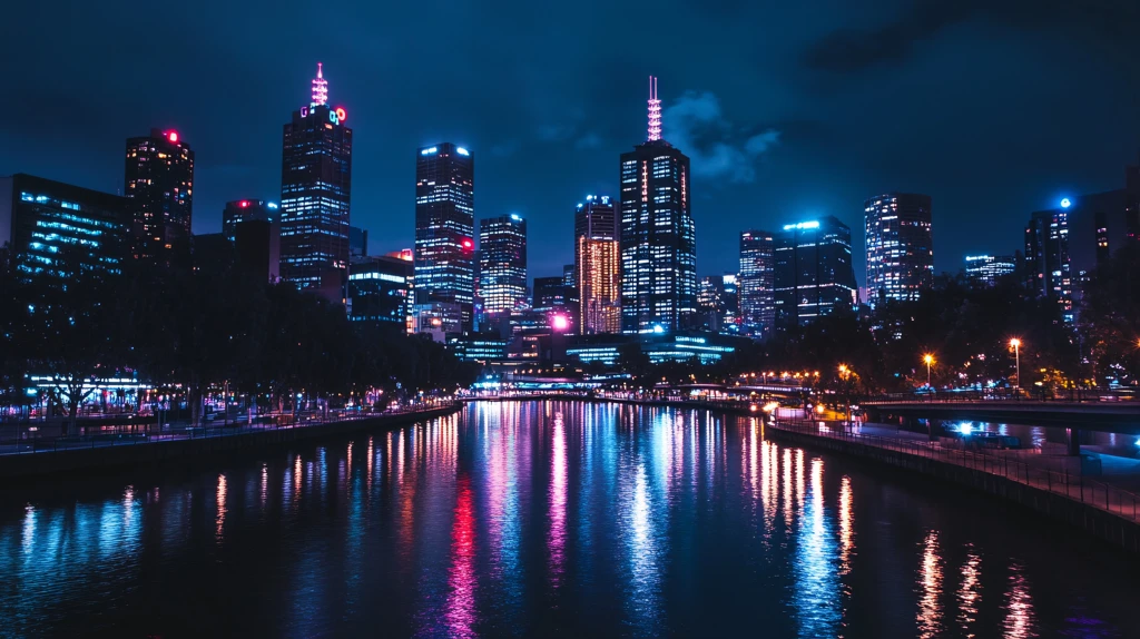 澳洲墨尔本城市夜景