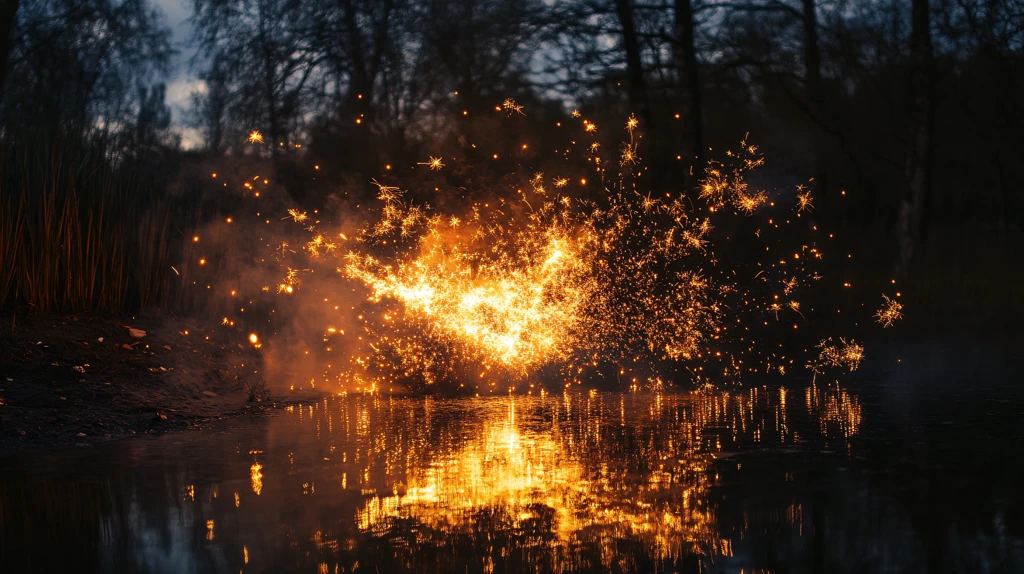 湖畔打铁花打铁花民俗