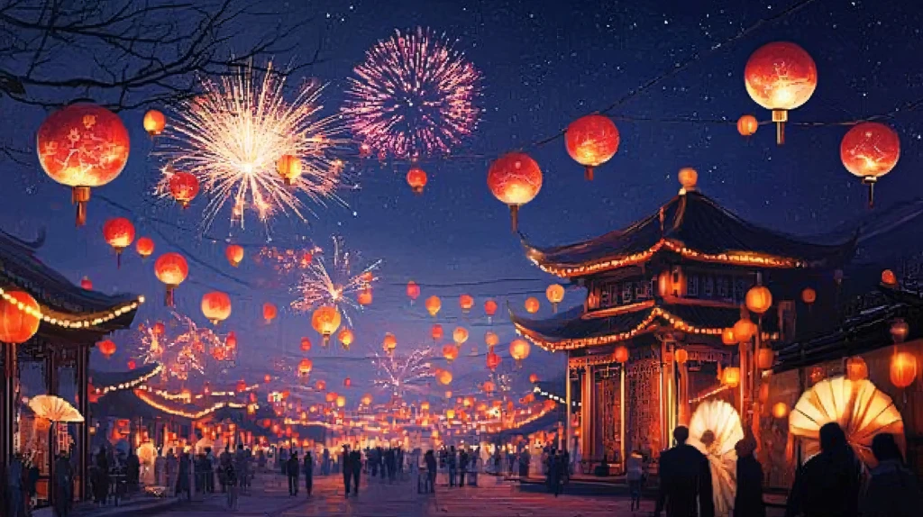 中华传统节日夜景