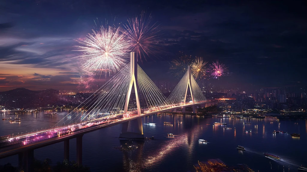 跨海大桥烟火花