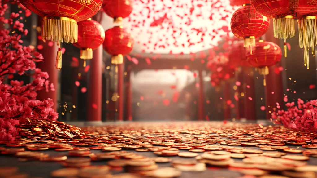 古代迎春纳财场景