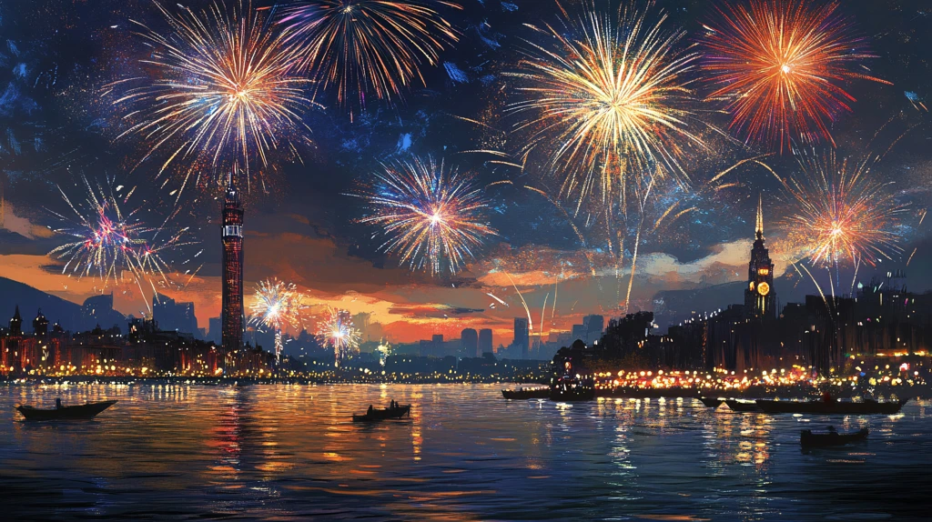 维多利亚湾新年背景