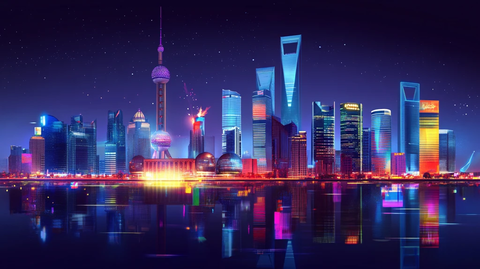 北上广深天际线插画