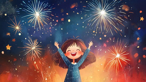 赏烟花插画