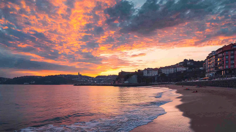 海滨生活黄昏海边夜景