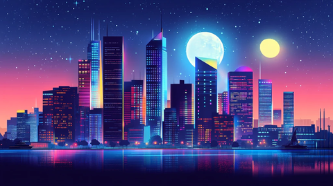 月光下的城市插画