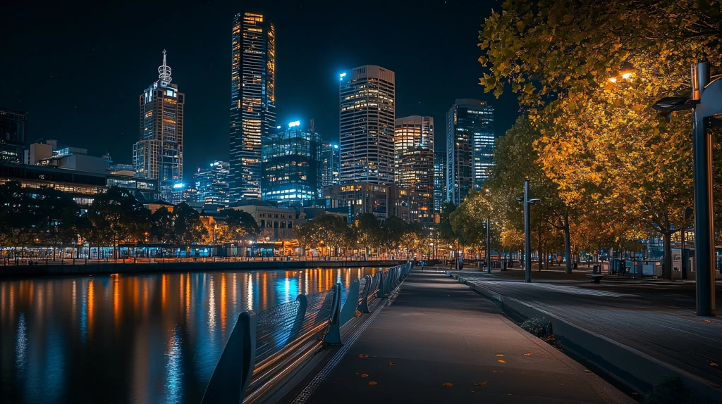 澳洲墨尔本城市夜景
