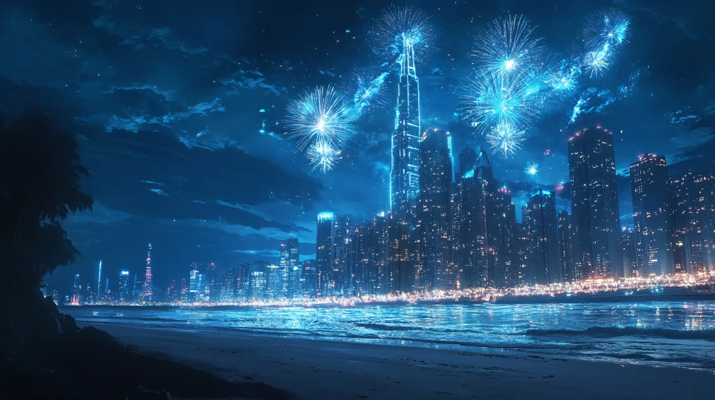 维多利亚湾元旦背景