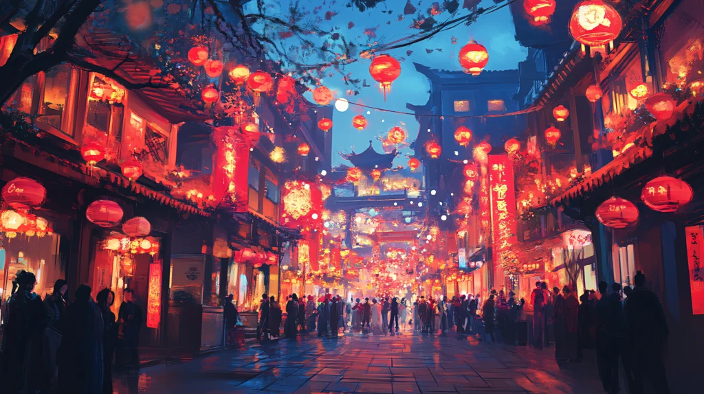 步行街春节场景