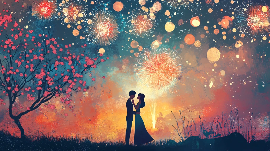 浪漫情侣插画背景