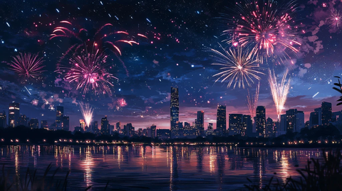 星光烟火城市夜