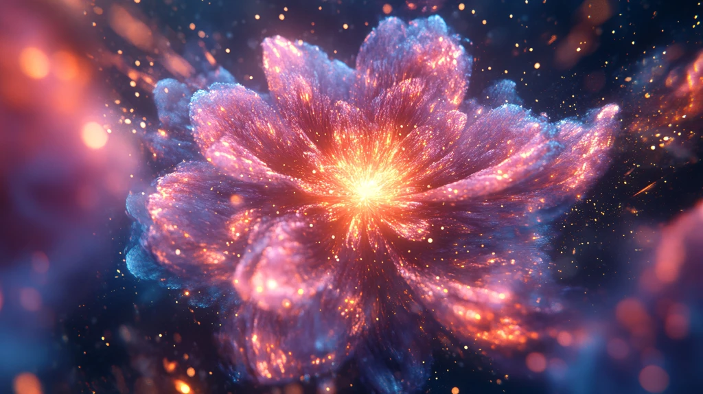 绚丽光点光线星光花朵