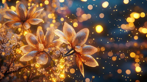 绚丽光点光线星光花朵