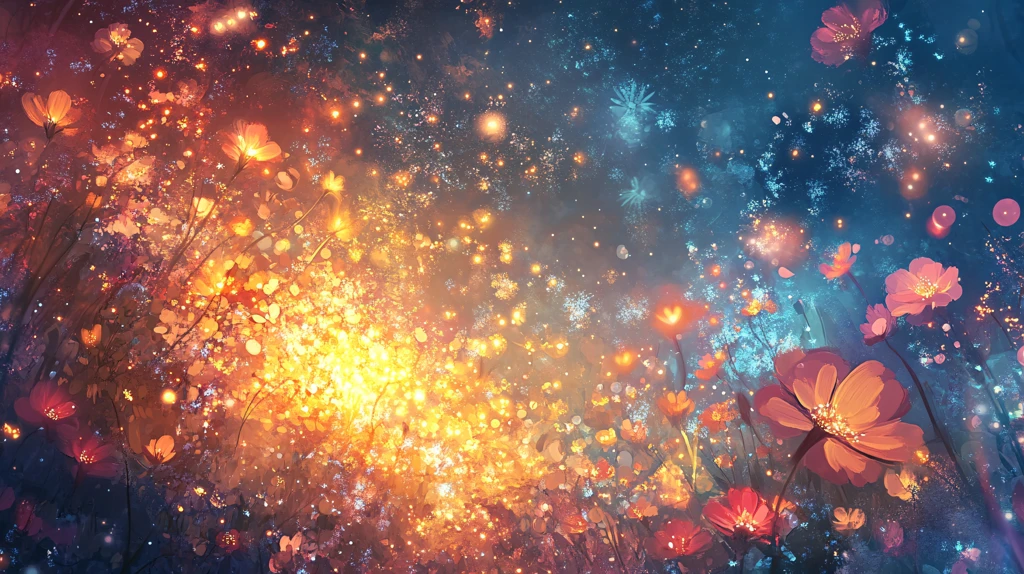 绚丽光点光线星光花朵