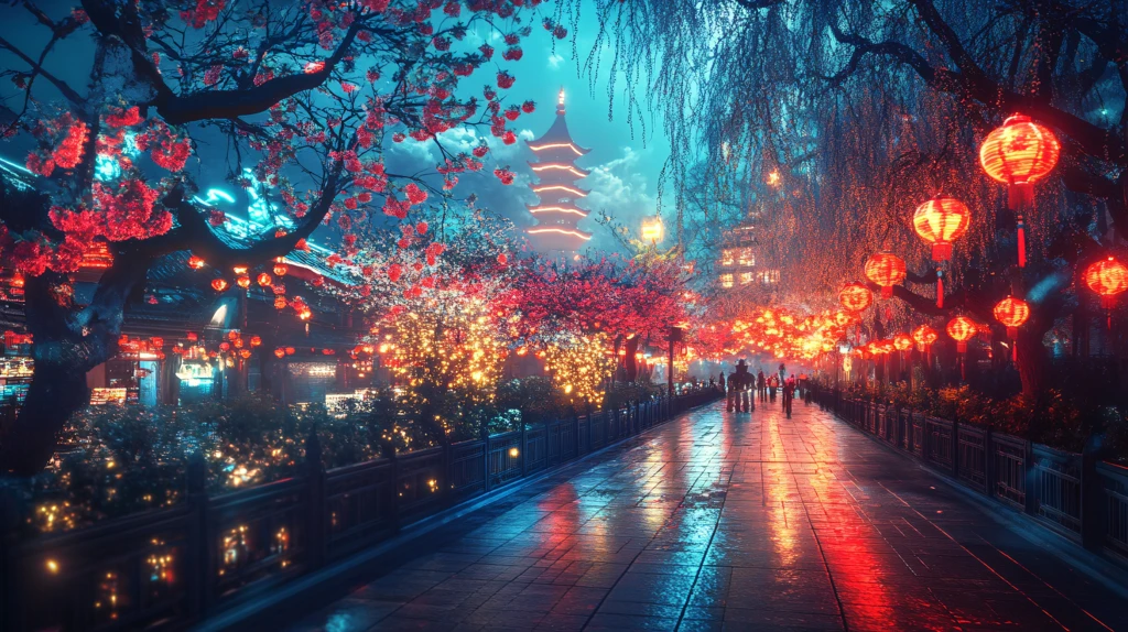 唯美樱花夜景