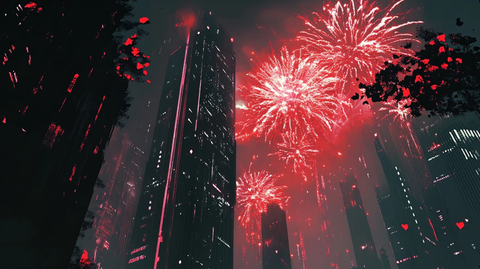 花火绽放摩天楼
