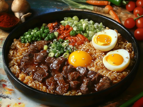 窝蛋牛肉饭