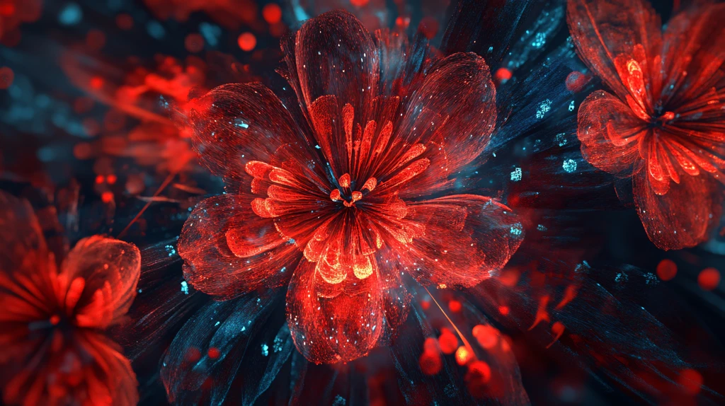 红色星光花朵背景