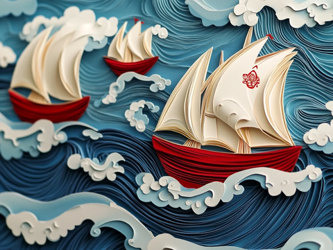 乘风破浪包装插画