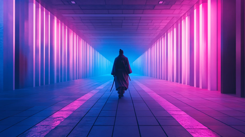 流光溢彩的霓虹灯走廊