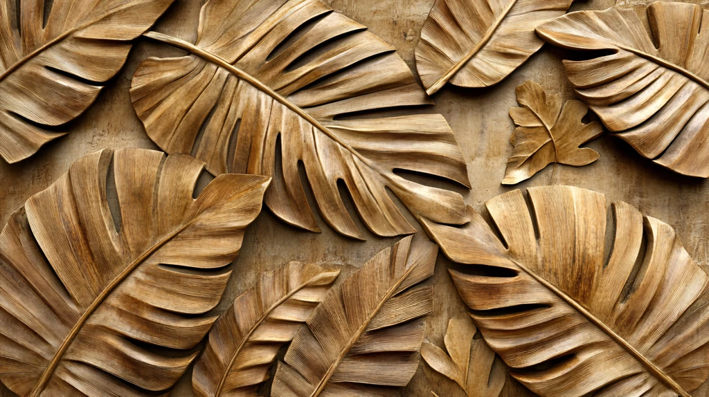 芭蕉叶背景墙硬包