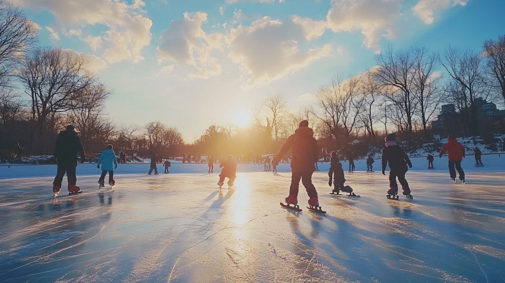 夕阳下的冰上乐园