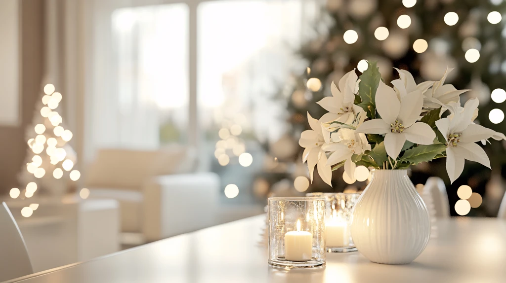 冬天夜晚妈妈插花