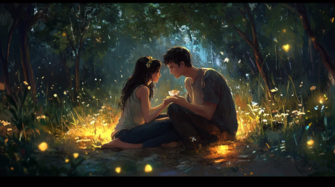 唯美浪漫情侣插画