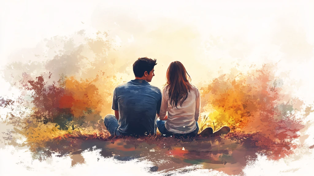 唯美浪漫情侣插画