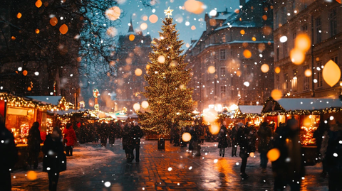 街道上的圣诞节冬天下雪