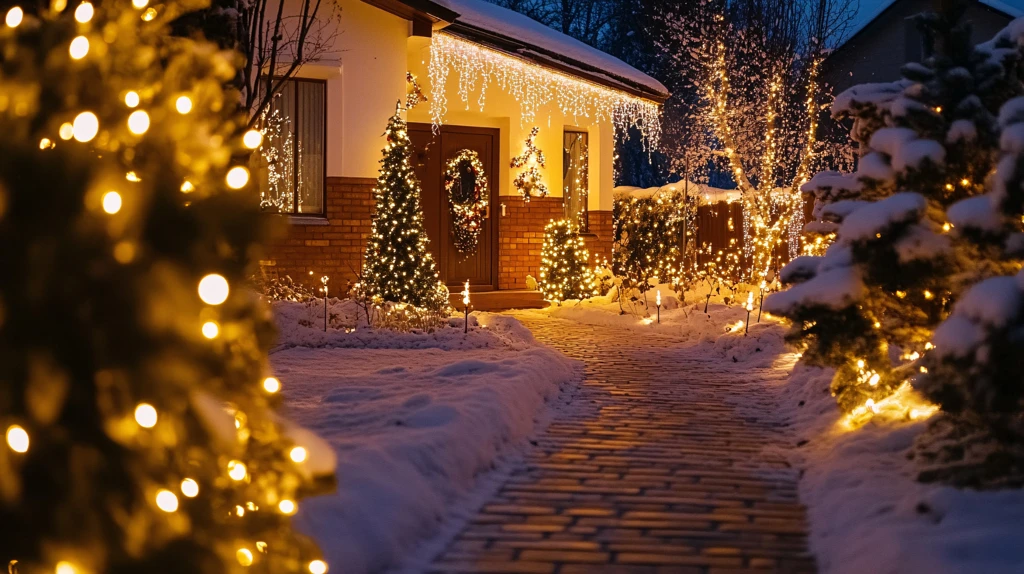 街道房屋圣诞灯光