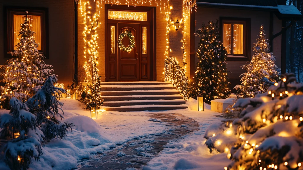 街道房屋圣诞灯光