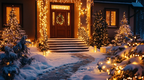 街道房屋圣诞灯光