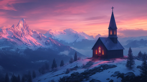 基督降生山巅光影