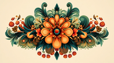 彩色民族风花草花卉