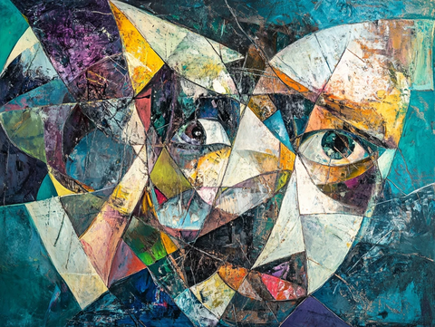 人脸色块拼接装饰画