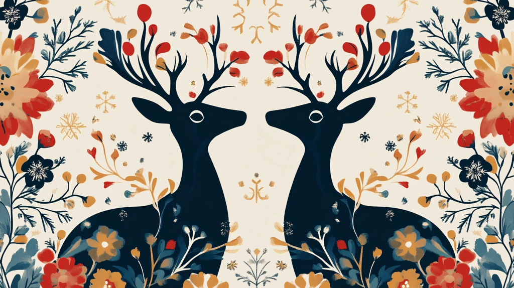 鹿与花插画